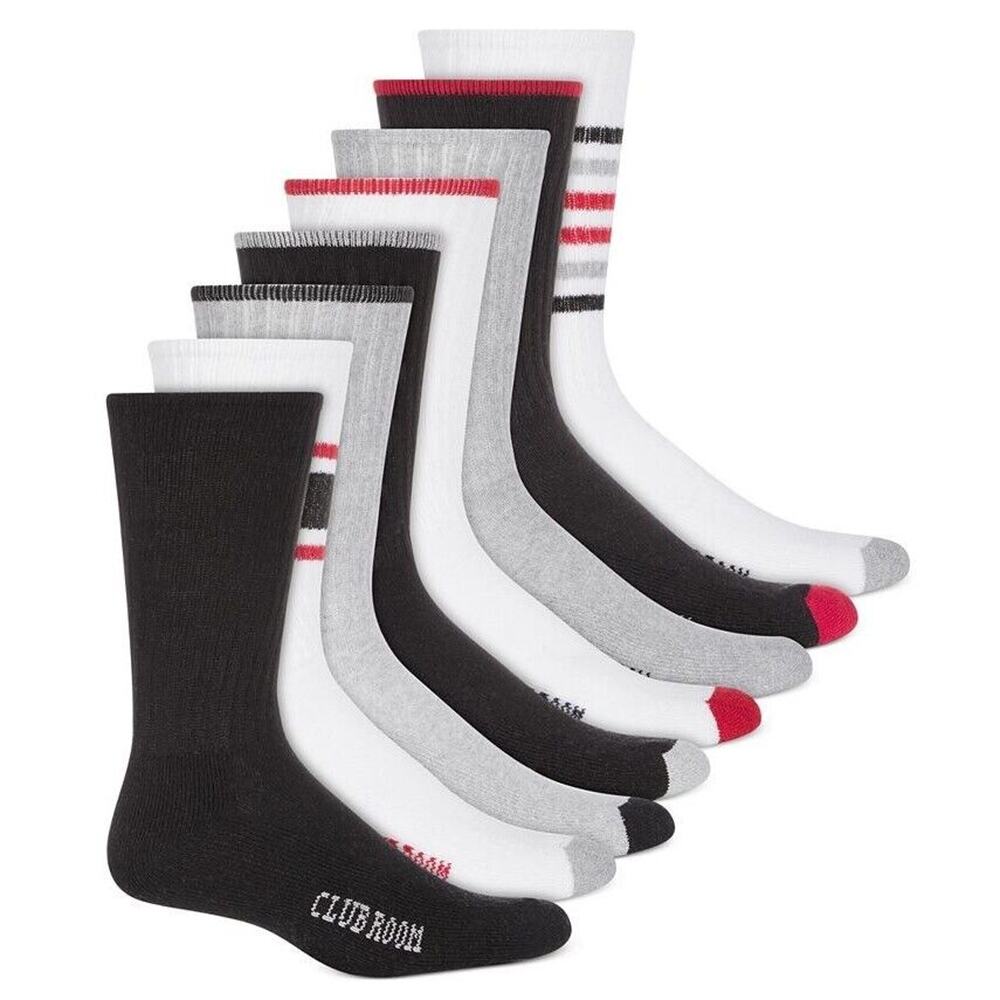 Club Room Men's Multi 8-Pack Comfort Athletics Crew Socks Shoe Size 7-12